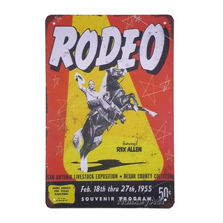 ป้ายสังกะสีวินเทจ Rodeo Featuring Rex Allen