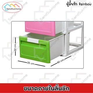 SandSukHome ตู้ลิ้นชัก พลาสติก 5ชั้น ตู้รองเท้า กล่องเก็บของ กล่องใส่ของ ชั้นวางของ รุ่น เรนโบว์