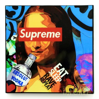 Mona Lisa โมนาลิซ่า Vodka Supreme วอดก้า รูปภาพ​ติด​ผนัง​ pop art การ์ตูน cartoon แต่งบ้าน ของขวัญ กรอบรูป รูปภาพ