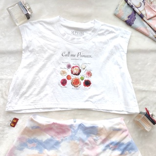 [PRINCESS ROSE] เสื้อยืดครอป แขนกุด Oversize cotton 100%