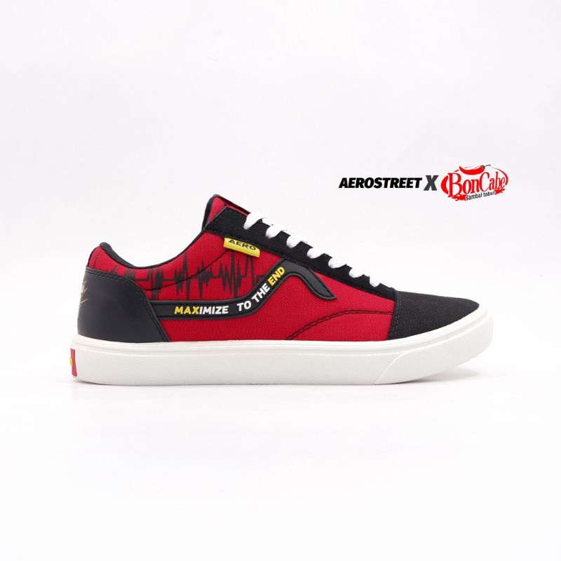 Hitam MERAH Aerostreet X Boncabe Max End Red Black - Aero Street Men& 39;s Women& 39;s รองเท้าผ้าใบล