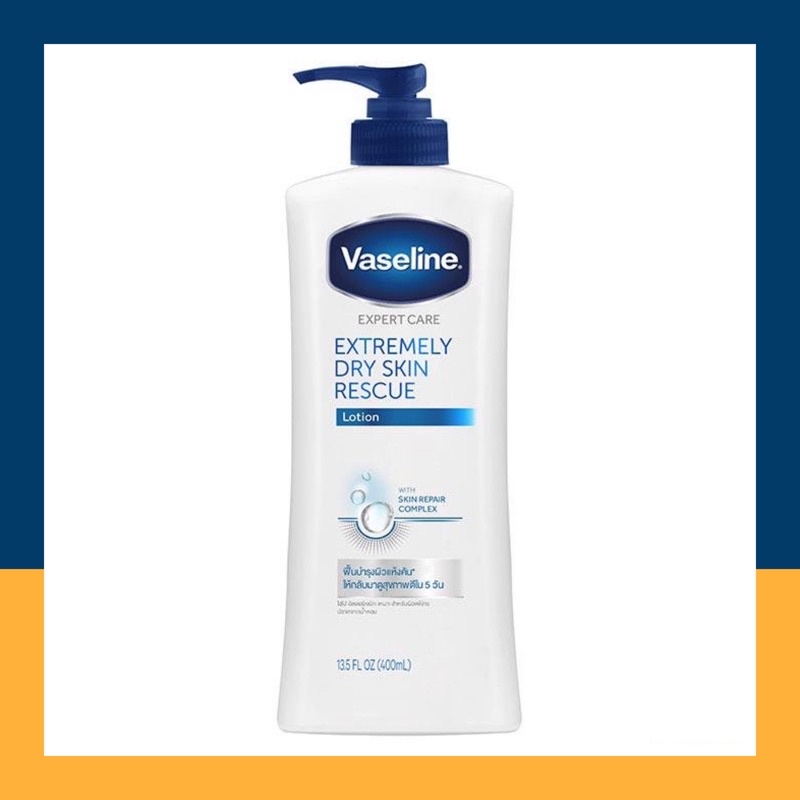Vaseline Extremely Dry Skin Rescue Body Lotion (วาสลีน เอ็กซ์เพิร์ท แคร์ เอ็กซ์ตรีมลี่ ดรายสกิน เรสคิว โลชั่น) 400 มล.
