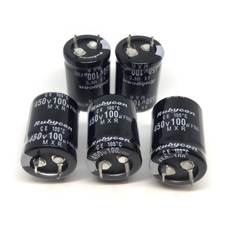 CAPACITOR 100UF450V ขาเขี้ยว  ไซร์ 20*30mm แพ็ค5ตัว พร้อมส่ง ส่งทุกวัน