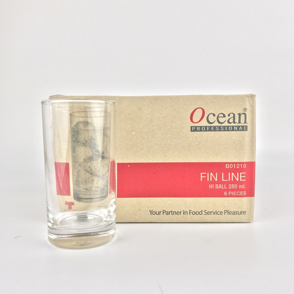 Ocean แก้วน้ำ 280 ml B01210 FIN LINE HI BALL 280 ml. แก้วน้ำผลไม้ แก้วน้ำบุฟเฟต์อาหารเช้า ( ขายยกกล่