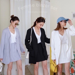 NEW IN Femme blazer set🌪(530฿ฟรีส่ง) ชุดเซทเบลเซอร์กระโปรง รุ่นนี้ให้ความ feminine สวยเบสิค ป้ายglam everyday.xboutique