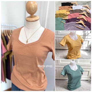 Mami Shop➡️เสื้อยืดคอบัว ทรงเข้ารูป🪷ราคา 160.-🪷ผ้าคอตตอนเนื้อนุ่ม สั่งทอพิเศษ
