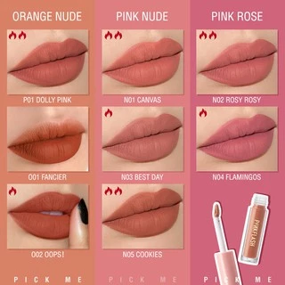 Pinkflash OhMyKiss ลิปสติก เนื้อแมตต์กำมะหยี่ กันน้ำ ติดทนนาน 18 สี