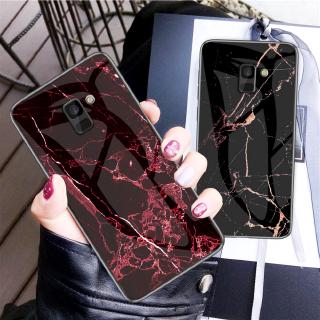 Samsung J4 Plus J6 Plus A6 Plus A8 Plus A8+ A6+ 2018 Marble Ultra-Thin Gradient Tempered Glass Back Cover Phone Case เคสโทรศัพท์แบบบางพิเศษสําหรับ