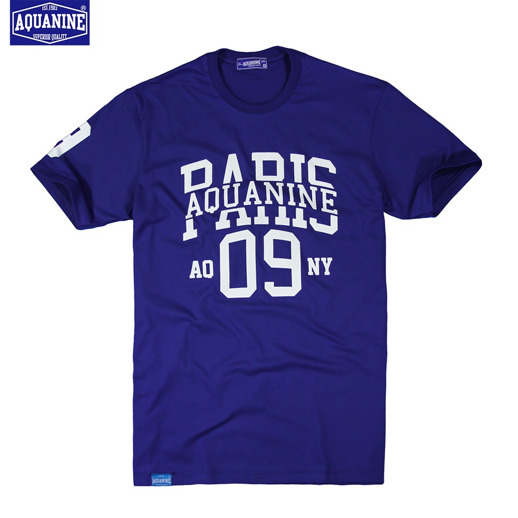 AQUANINE เสื้อยืดผู้ชาย เสื้อยืดผู้หญิง รุ่น PARIS (สีน้ำเงิน) ลิขสิทธิ์แท้