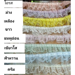 📌ลูกไม้ผ้าแก้วขนาด 2 นิ้ว.สวดริบบิ้น เมตรละ 35฿ บาท