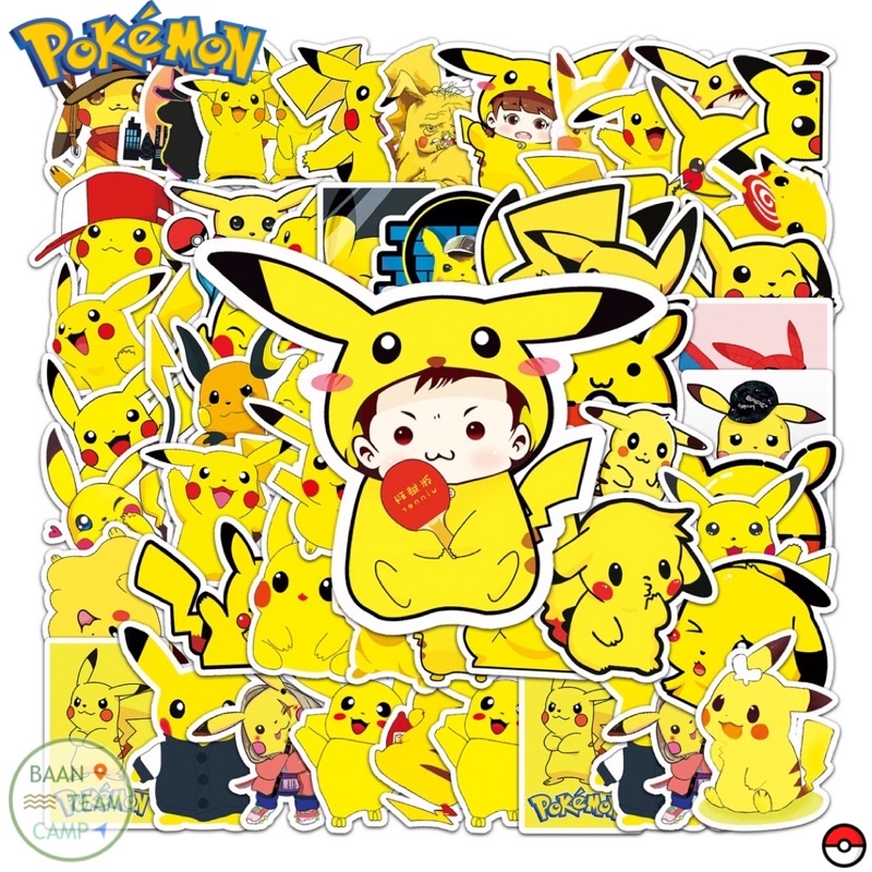 สติ๊กเกอร์ Pikachu 229 Pokémon 50ชิ้น โปเกม่อน Pokemon โปรเกมอน go ปิกกาจู พิคาชู ปี ปีก กา จู โก โป เก มอน ม่อน โปเก