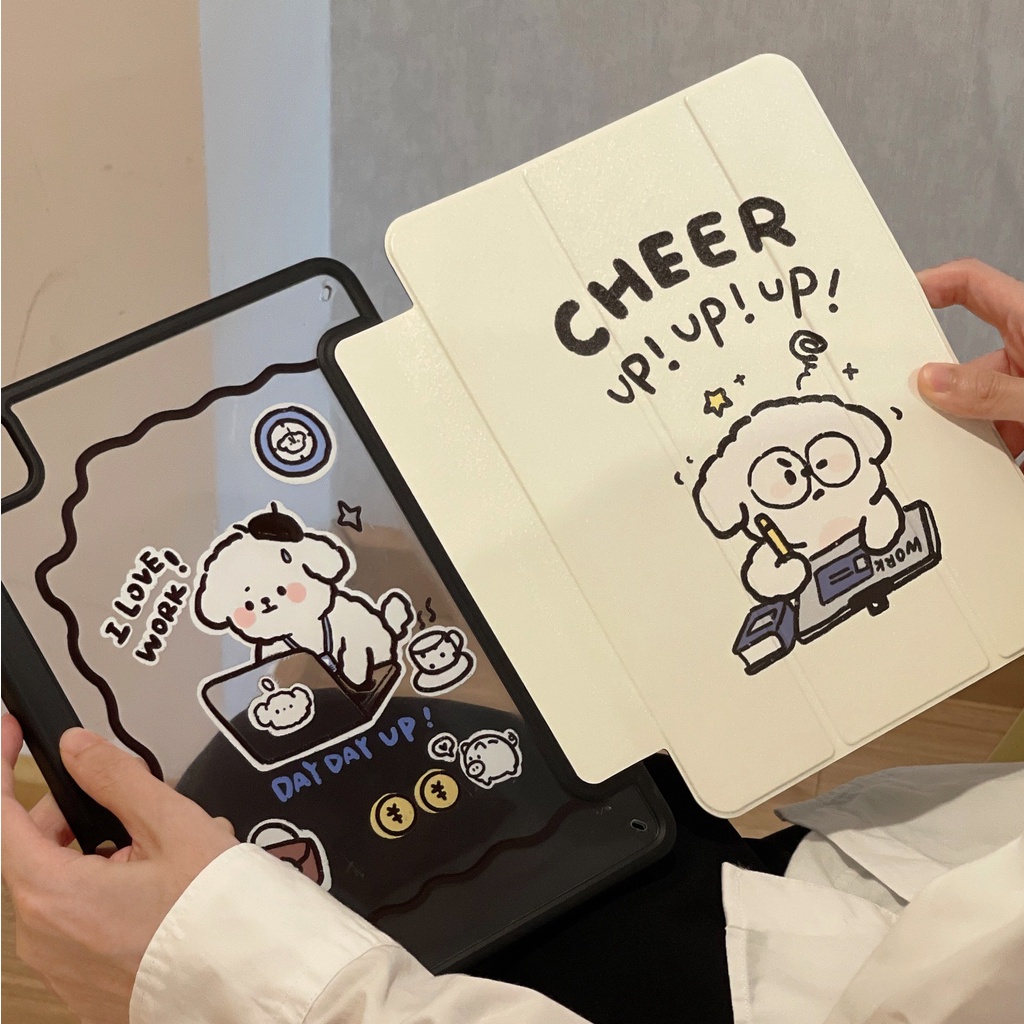 พร้อมส่ง เคสไอแพด Air5 Gen9 MINI7 pro11 2024 อะคริลิค ลูกสุนัขทำงาน ช่องใส่ปากกาขวา case ipad Air6