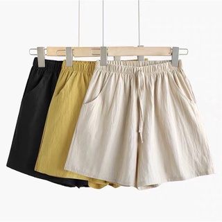 linen shorts กางเกงขาสั้นผ้าลินิน เอวสูง ใส่สบาย ใส่แล้วขายาวสูง เอวยืดหยุ่นขากว้าง พร้อมส่ง