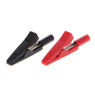 2x Insulated Alligator Clip 2mm Banana Female Adapter Meter Test Probe Black Red