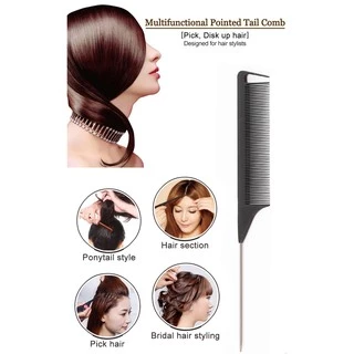 Monja หวีจัดแต่งทรงผม ไฮไลท์ 12 แบบ อเนกประสงค์ สีดํา DIY hair comb black hairdressing tools