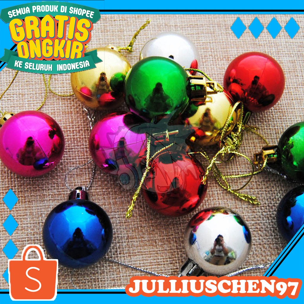 JJ CHEN 4CM CHRISTMAS TREE BALL DECORTATIONS ต่อชิ้น 4 ซม.พลาสติก CHRISTMAS TREE DECORTATION