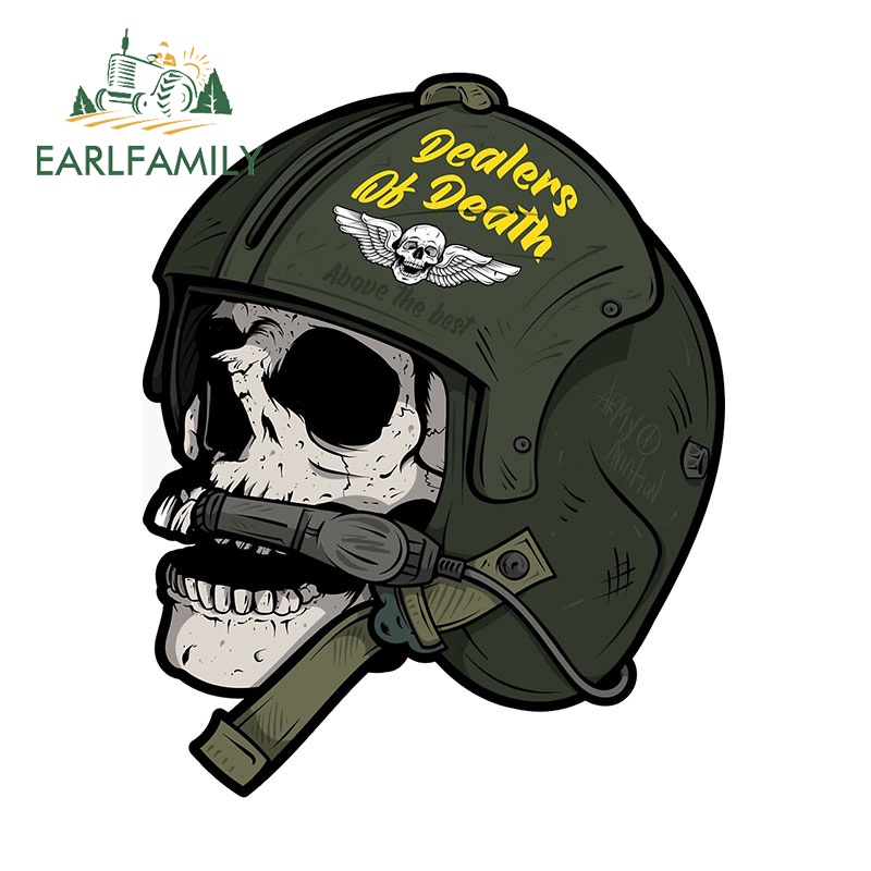 EARLFAMILY 13 ซม.x 10.4 ซม.Grim Reaper เฮลิคอปเตอร์นักบิน US ARMY การบินรถสติกเกอร์บุคลิกภาพ Scratch-proof Decal หมวกกันน็อก