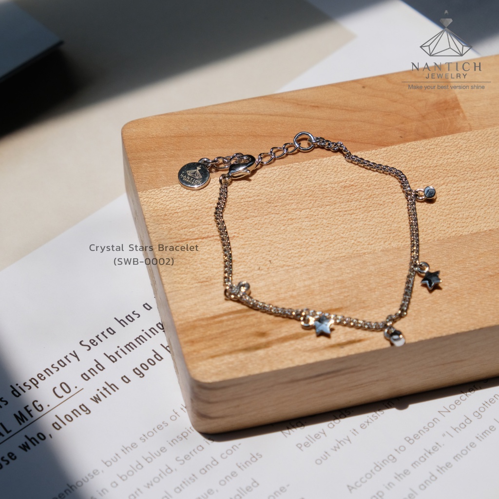 💎👩🏻‍⚕️ [เครื่องประดับ | ปลอดภัย] สร้อยข้อมือ คนแพ้ง่าย : Crystal Stars Bracelet (SWB-0002) Nantich Jewelry - รูปที่ 2