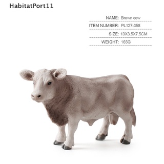 Habitatport โมเดลฟิกเกอร์พลาสติก รูปวัวจําลอง ของเล่นเสริมการเรียนรู้เด็ก