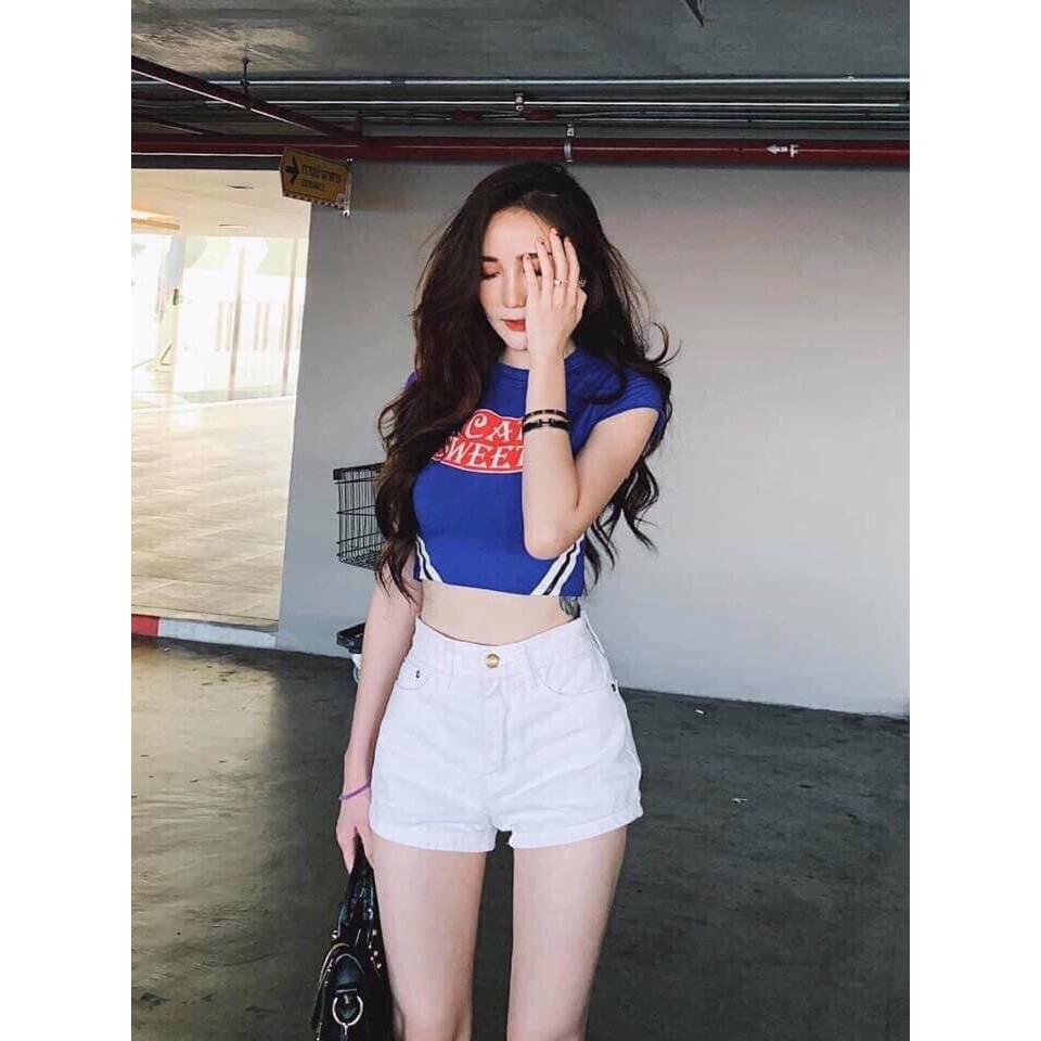 มีไซส์ใหญ่ กางเกงยีนส์ขาสั้นเอวสูง ขาตรง ทรงสวย เรียบ (ผ้าไม่ยืด)
