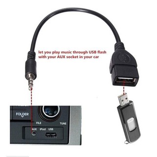 Aux 3.5mm Audio Cable To Usb  Car Audio Cable 3.5mm Cable Otg  แจ๊ค aux สำหรับเล่นเพลงด้วยแฟลชไดร์ผ่าน usb