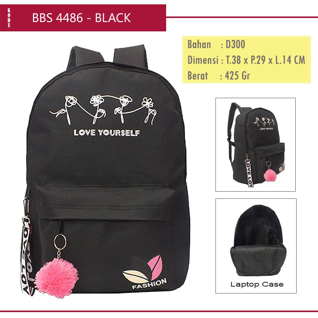 กระเป๋าเป้สะพายหลังผู้หญิงแฟชั่นเกาหลี / Love Yourself School Backpack BBS-4486