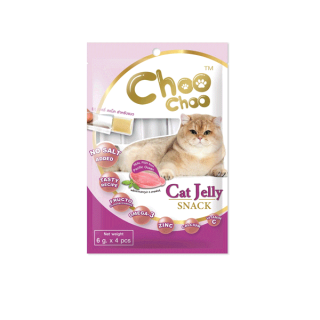 ChooChoo Jelly ชูชู เยลลี่ขนมแมวเสริมอาหาร รสปลาทูน่า 1 ซอง (6กรัม x 4 ชิ้น) ขนมแมวเลีย อาหารว่างแมว