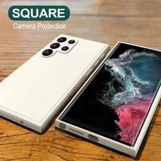 เคสโทรศัพท์มือถือ ซิลิโคนนิ่ม ทรงสี่เหลี่ยม หรูหรา สําหรับ Samsung S22 Plus Note 20 Ultra 10 Pro 9 8