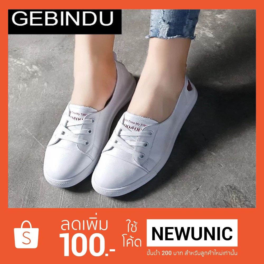 รองเท้าทรงผ้าใบ หนังแท้ shoes-12829 รองเท้าผู้หญิง รองเท้าผ้าใบ 100% NEW!!รองเท้า flat รองเท้าแฟชั่น Leather รองเท้า