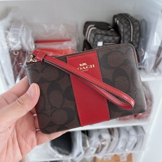 🆕️คล้องมือ1 Zip S COACH F58035IM/ BROWN 1941 RED