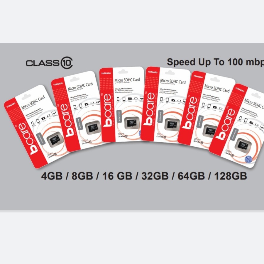 BCARE การ์ดหน่วยความจํา Micro SD MicroSD HC Class 10 100mbps