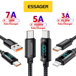 Essager 100W / 30W สายชาร์จเร็ว Type C สายเคเบิล Usb C Ios สายชาร์จเร็ว สําหรับโทรศัพท์ android samsung realme