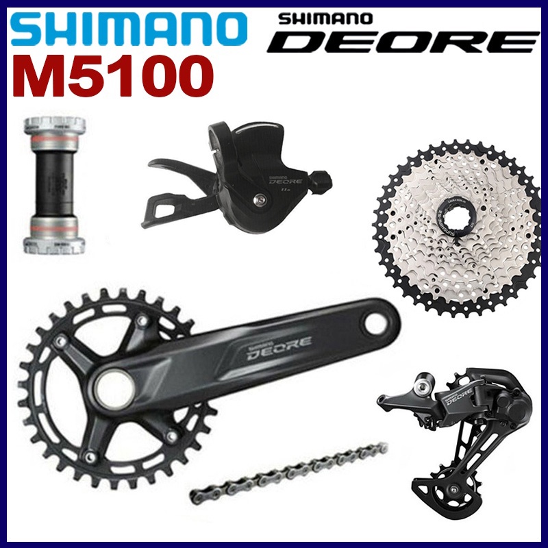 Shimano DEORE M5100 1x11 Speed Groupset MTB M5100 170 มม.30T 32T Crankset HG601 Chain Shifter ด้านหล