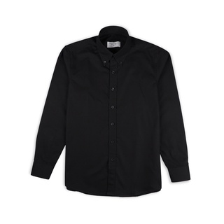 TWENTYSECOND เสื้อเชิ้ตแขนยาว ดุมปก ผ้าคอตต้อน รุ่น Plain Button Down collar shirt - สีดำ / Black