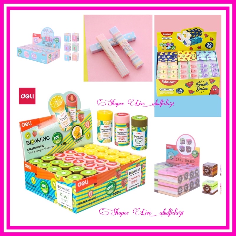 [MIX DESIGN ERASER] Cute Design Mix Eraser Fruity Cake Pastel Colour (Upd 25.9.22)