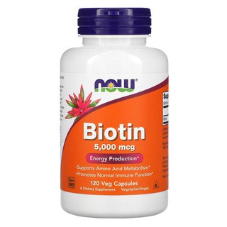 Now Foods, Biotin 5,000 &amp;10,000mcg, 120 Veg Capsules✨พร้อมส่ง✨