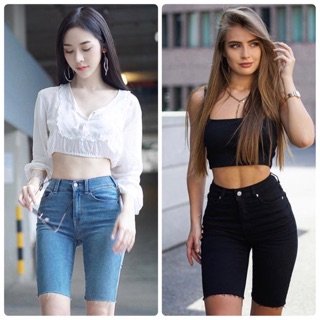 กางเกงยีนส์ขา3ส่วน สีดำ/ยีนส์ ครบไซส์ พร้อมส่ง