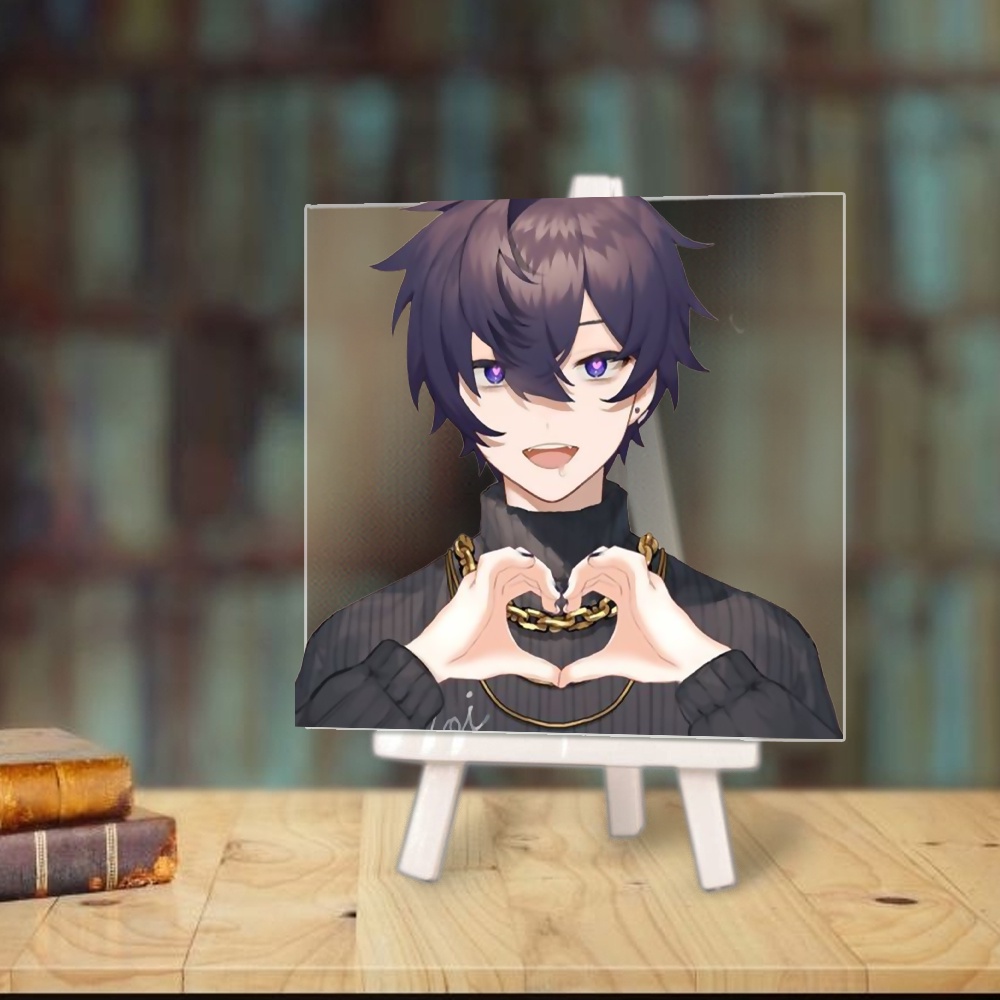 SHOTO ภาพวาดแก้ว vtuber streamer อะนิเมะ chibi การศึกษามุมชั้นวางไม้