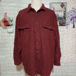 เสื้อเชิ๊ตสีแดงไวน์นำเข้ามือสองสำหรับผู้ชายแบรนด์FIELD&amp;STREAM