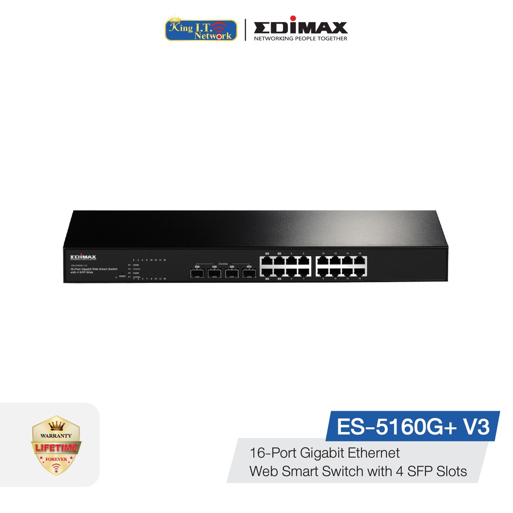EDIMAX (ES-5160G+ V3) 16-Port Gigabit Ethernet Web Smart Switch with 4 SFP Slots
