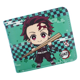 กระเป๋าสตางค์ ใบสั้น ลายการ์ตูน Demon Slayer Kamado Tanjirou Rengoku Kyoujurou ลําลอง ใส่เหรียญได้ สําหรับเด็กผู้ชาย และเด็กผู้หญิง