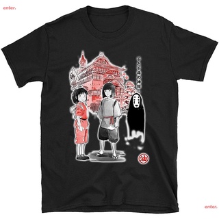 enter. เสื้อSpirited Away Classic Photo Manga Spirited Away Anime T Shirt มิติวิญญาณมหัศจรรย์ เสื้อยืด เสื้อคู่ ผู้ชายเส