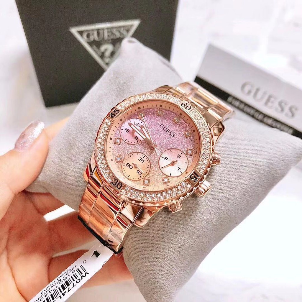 พร้อมสต็อก ！นาฬิกาข้อมือผู้หญิงGuess Chronograph นาฬิกาข้อมือสําหรับสตรี W0774L3 38mm W0774L5 W0774L1 W0774L6 W0774L2