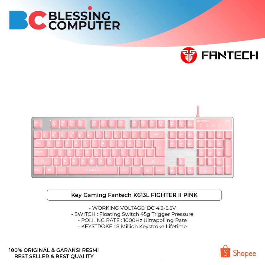 คีย์บอร์ดเกม Fantech K613L FIGHTER II PINK
