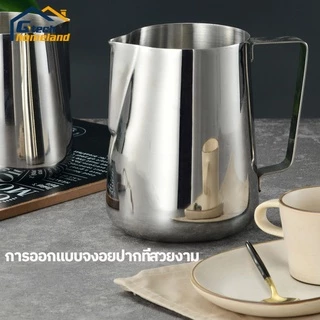 เหยือกตีฟองนม ถ้วยตวงนม สีเงิน 350ML/550ML/900ML พิชเชอร์ ถ้วยตีฟองนม สแตนเลส เหยือกกาแฟ Stainless Milk Pitcher