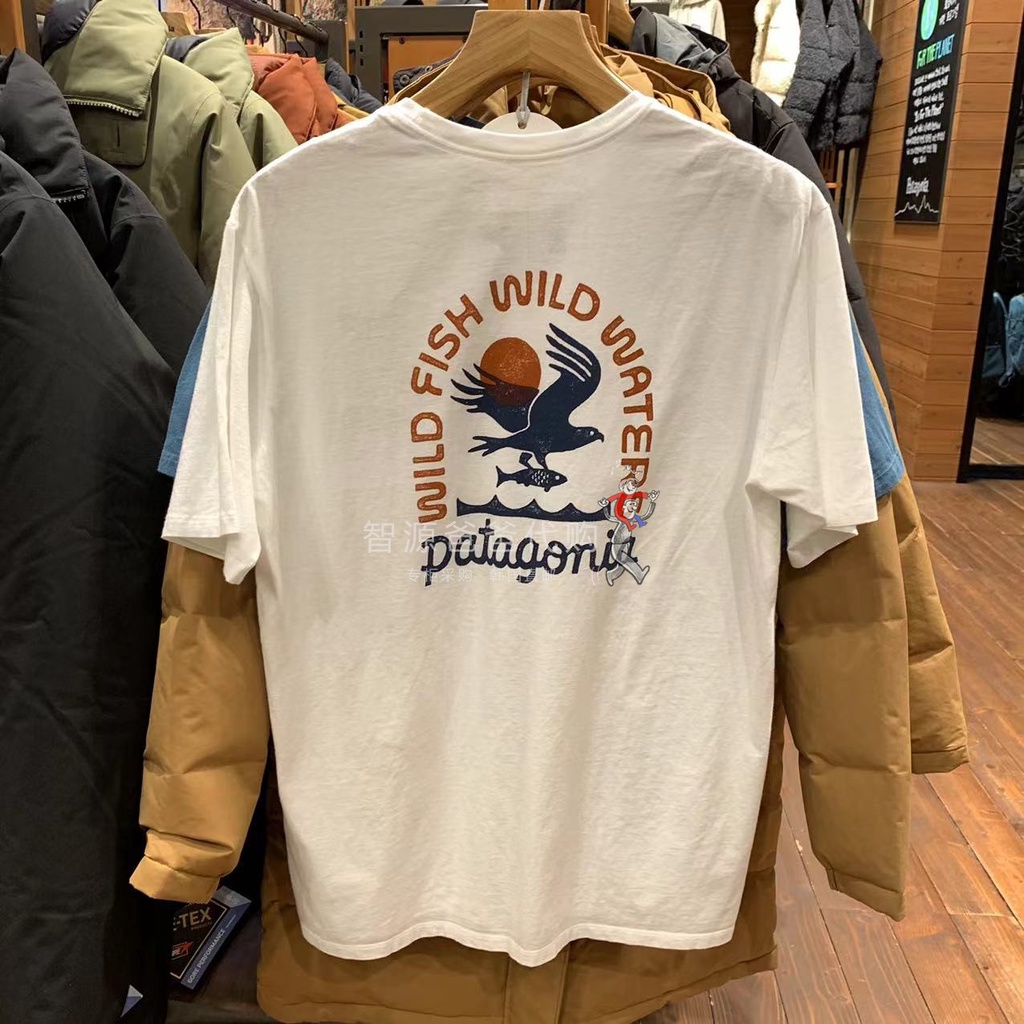 เสื้อยืด ผ้าฝ้ายออร์แกนิก พิมพ์ลาย Patagonia Northwest Waters สําหรับผู้ชาย และผู้หญิง