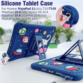 เคสแท็บเล็ตแบบอ่อน Huawei Matepad 11 Case 2021 MatePad Pro 10.8 /T10 T10S / 10.4 M6 10.8 Kids Silicon Shcokproof Tablet Case Cover Cartoon Stand Protective Shell Case For