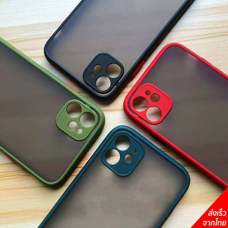 เคสคลุมกล้องไอโฟน 12, 12 Mini, 12 Pro, 12 Pro Max เคสไอโฟน หลังด้าน ขอบสี