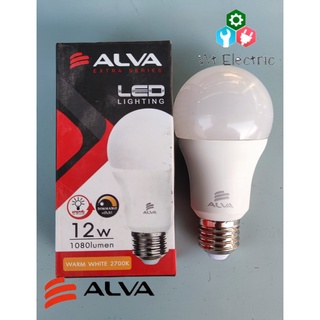 หลอดไฟ LED BULB ALVA 12W ขั้ว E-27 ปรับความสว่างได้ DIMMABLE แสงวอร์ม WARMWHITE 1080LUMEN มีตรารับรองระดับสากลโลก