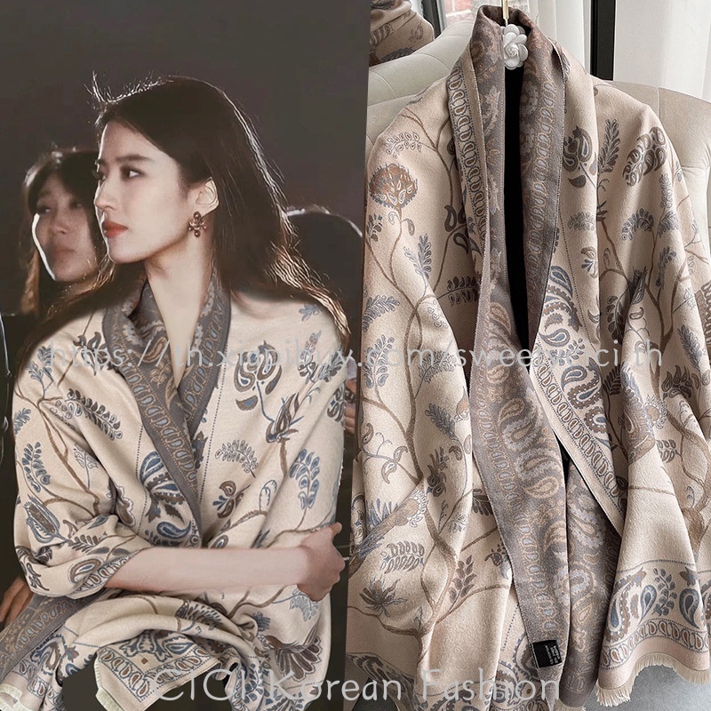 CICI ผ้าคลุมไหล่ ผ้าพันคอ ผ้าแคชเมียร์ แบบหนา ป้องกันลม ป้องกันแดด แฟชั่นฤดูหนาว